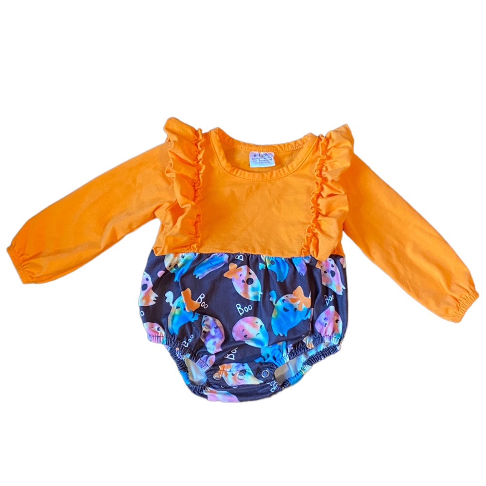 Halloween cute Ghost Ruffle shoulders long sleeve onsie